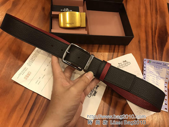 蔻馳 新款 男士雙扣裝 純銅電鍍皮帶扣 搭配官方專用頭層牛皮 男款皮帶  xfp1067